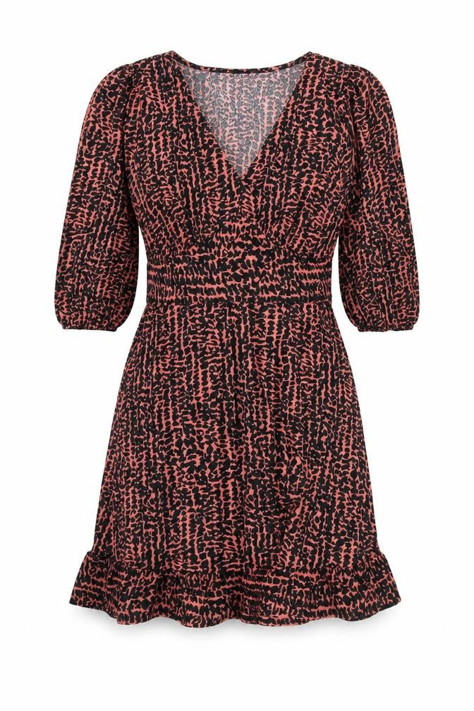 Dorothy Perkins Women’s Pink Black Animal Print Wrap Dress UK 10