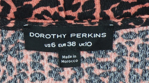 Dorothy Perkins Women’s Pink Black Animal Print Wrap Dress UK 10