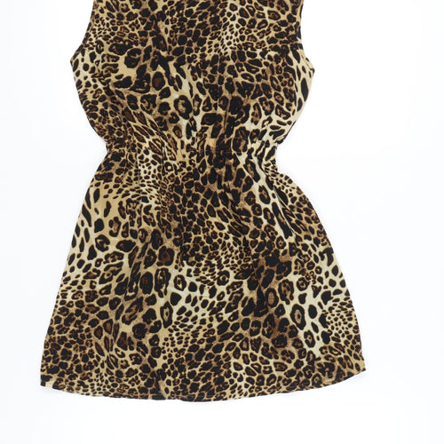 Khela Loves London Womens Brown Leopard Print Shift Dress Size 12
