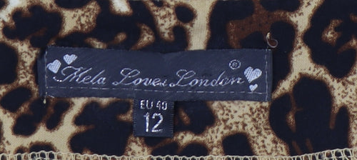 Khela Loves London Womens Brown Leopard Print Shift Dress Size 12
