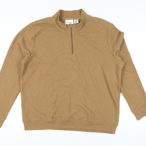 Avenue Men's Brown XL 1/4 Zip Mock Neck Sweatshirt Long Sleeve