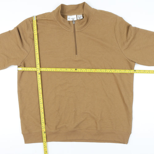 Avenue Men's Brown XL 1/4 Zip Mock Neck Sweatshirt Long Sleeve