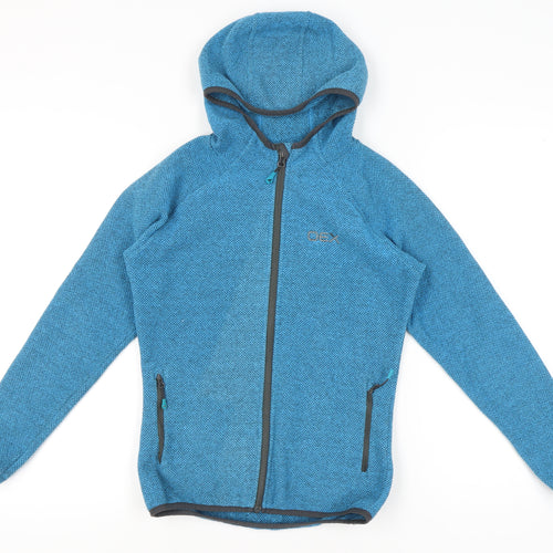 OEX Womens Blue Full Zip Hoodie UK 8 Polyester Spandex Outdoor