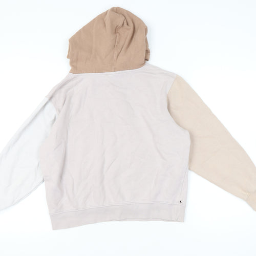 Nike Women’s Beige Colourblock Hoodie Small Logo Pullover Casual