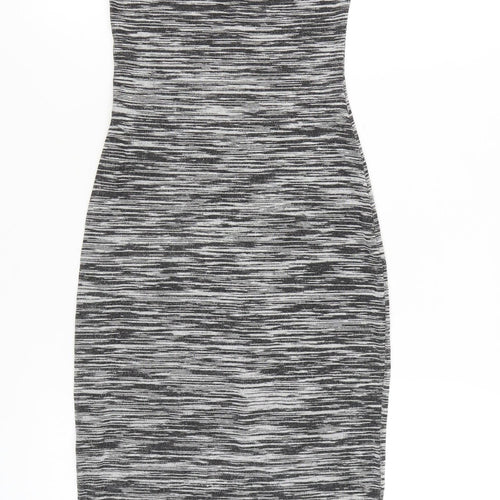 New Look Women’s Grey Black Bodycon Midi Dress Size 10
