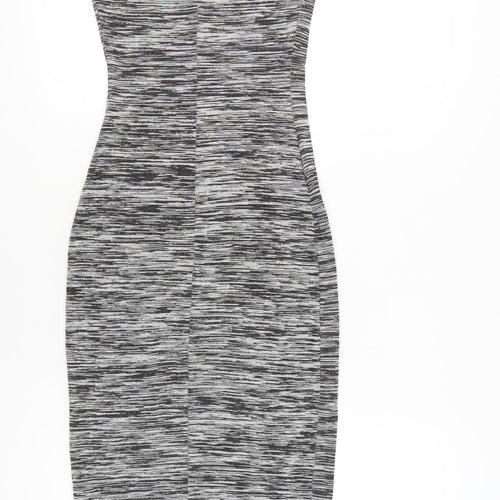 New Look Women’s Grey Black Bodycon Midi Dress Size 10