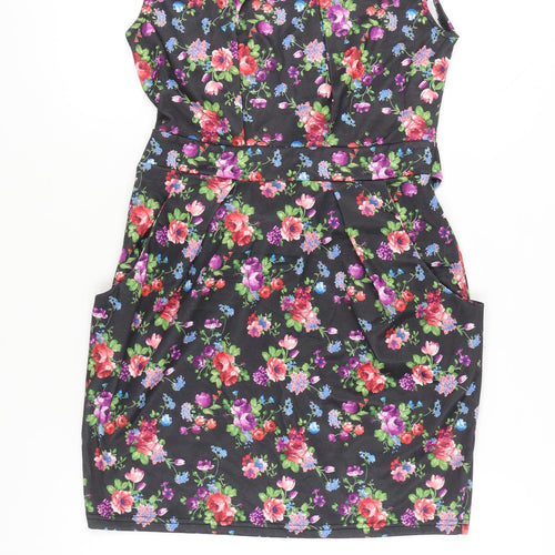 Blue Vanilla Women’s Multicoloured Floral Shift Dress Size 12 Short Sleeve