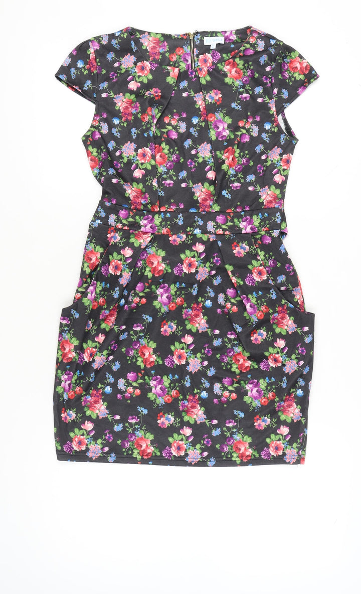 Blue Vanilla Women’s Multicoloured Floral Shift Dress Size 12 Short Sleeve