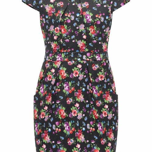 Blue Vanilla Women’s Multicoloured Floral Shift Dress Size 12 Short Sleeve