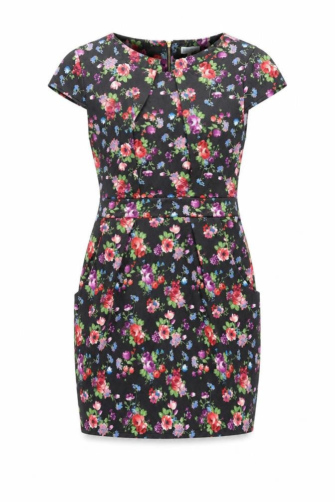 Blue Vanilla Women’s Multicoloured Floral Shift Dress Size 12 Short Sleeve