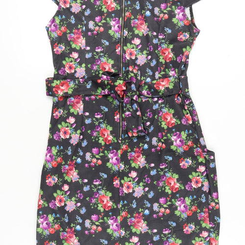 Blue Vanilla Women’s Multicoloured Floral Shift Dress Size 12 Short Sleeve