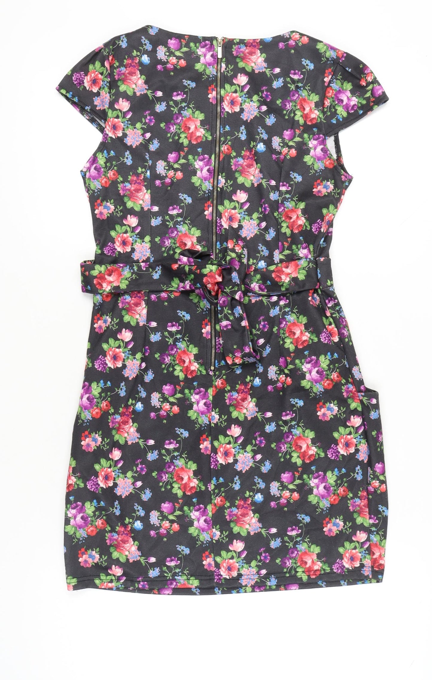 Blue Vanilla Women’s Multicoloured Floral Shift Dress Size 12 Short Sleeve