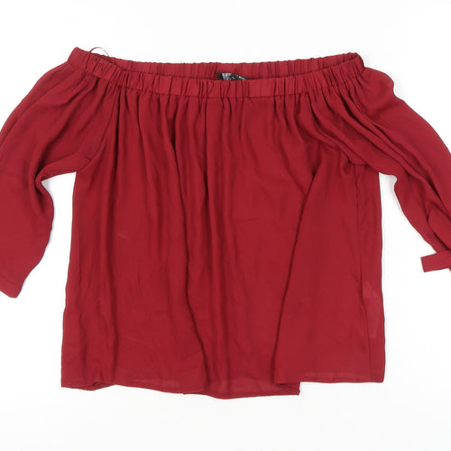 Cameo Rose Womens Red Off Shoulder Tunic Blouse Size 10