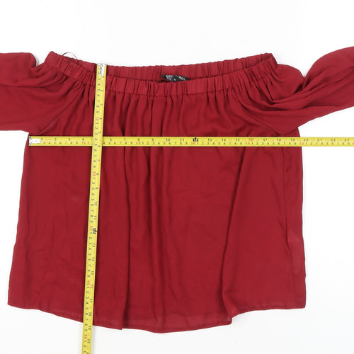 Cameo Rose Womens Red Off Shoulder Tunic Blouse Size 10