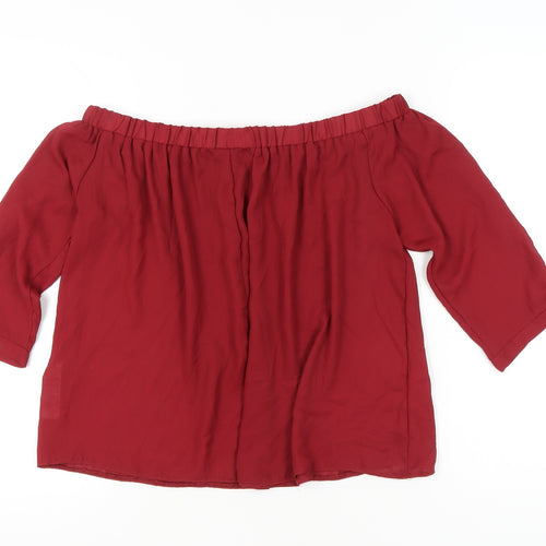 Cameo Rose Womens Red Off Shoulder Tunic Blouse Size 10
