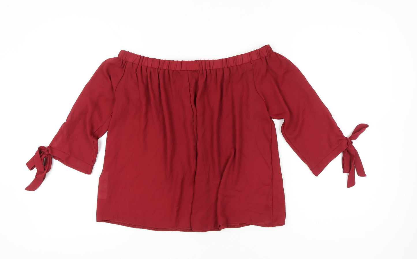 Cameo Rose Womens Red Off Shoulder Tunic Blouse Size 10