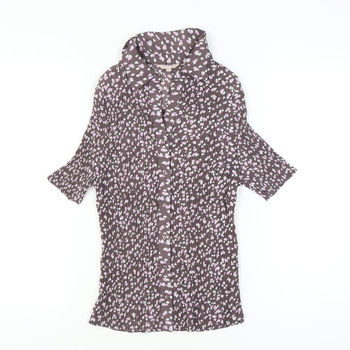 Soon Womens Brown Floral Button-Up Tunic Shirt Size 14