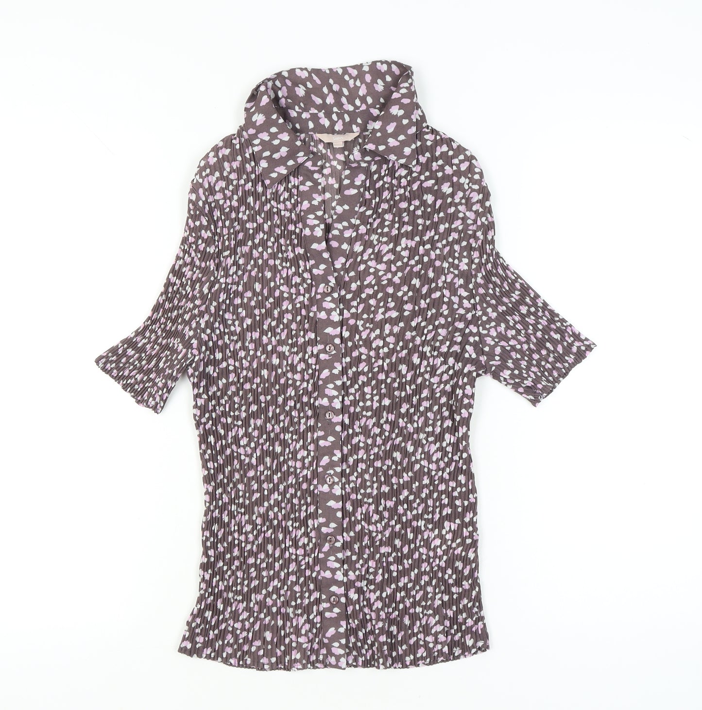 Soon Womens Brown Floral Button-Up Tunic Shirt Size 14