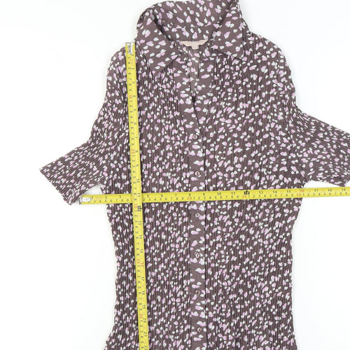 Soon Womens Brown Floral Button-Up Tunic Shirt Size 14