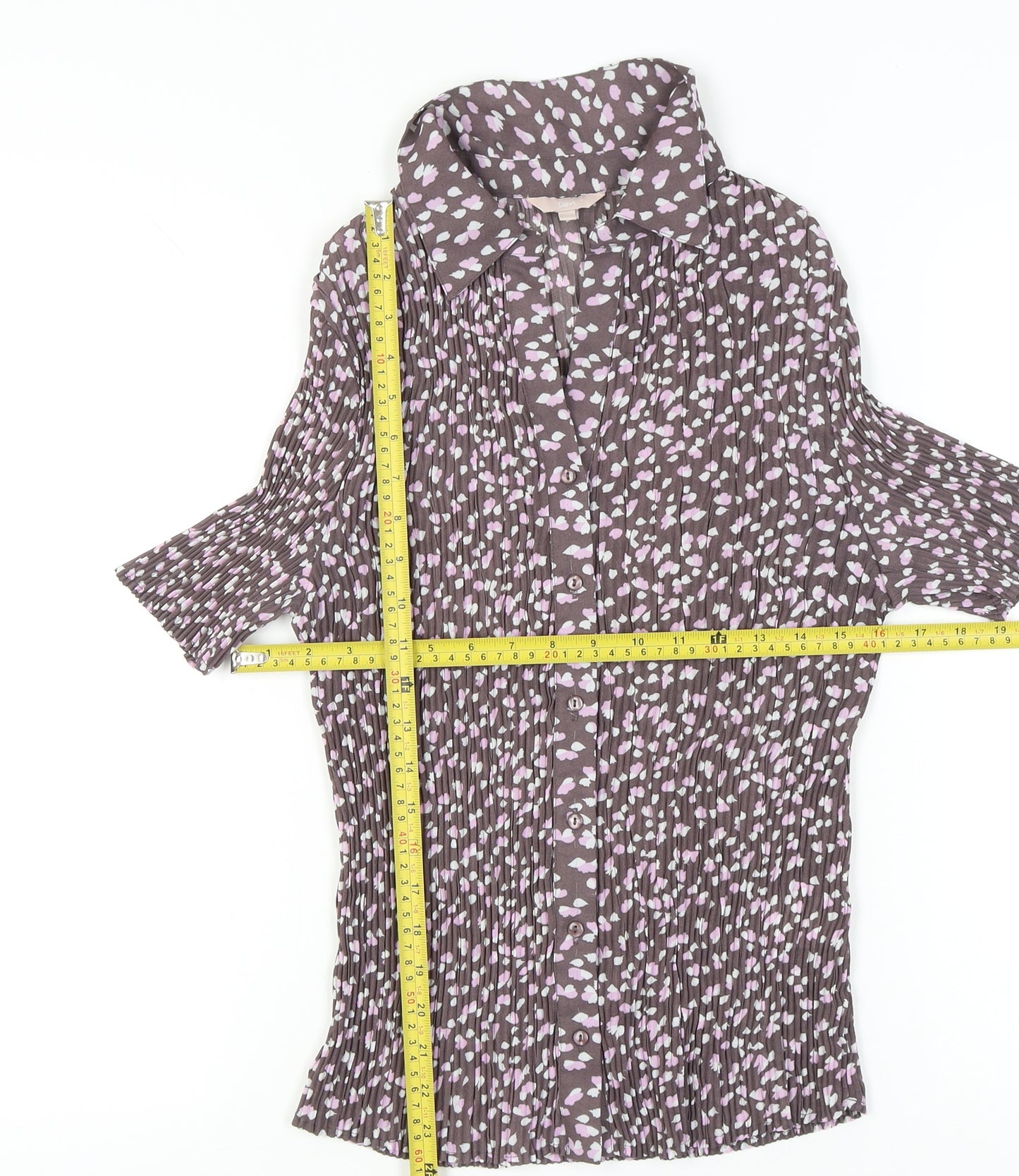 Soon Womens Brown Floral Button-Up Tunic Shirt Size 14