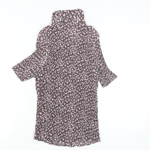 Soon Womens Brown Floral Button-Up Tunic Shirt Size 14