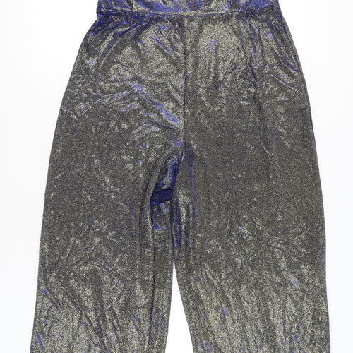 Miss Selfridge Women’s Silver Metallic Wide-Leg Jumpsuit UK 14 V-Neck