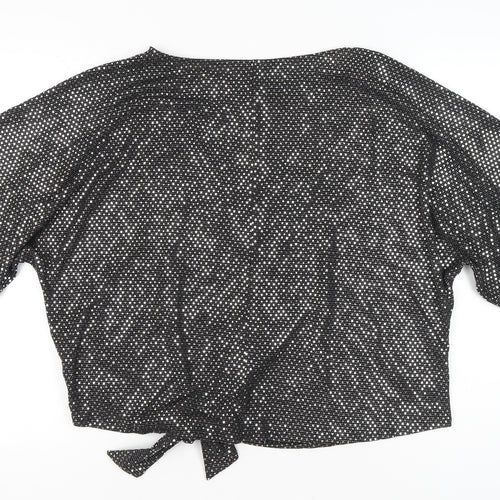 F&F Womens Black Sequin Cropped Party T-Shirt UK 18