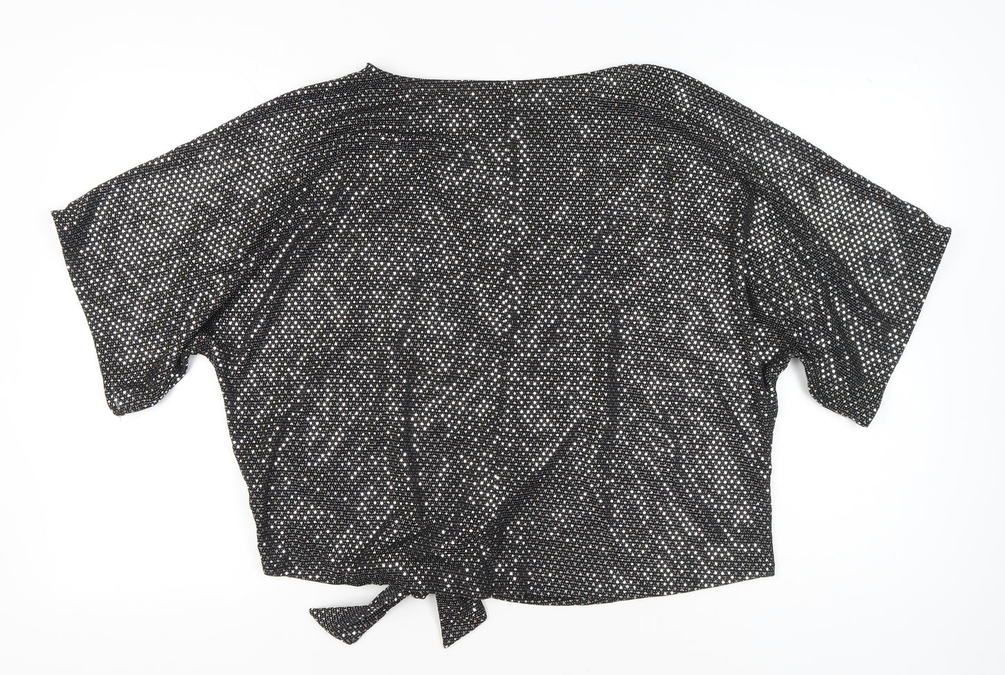 F&F Womens Black Sequin Cropped Party T-Shirt UK 18