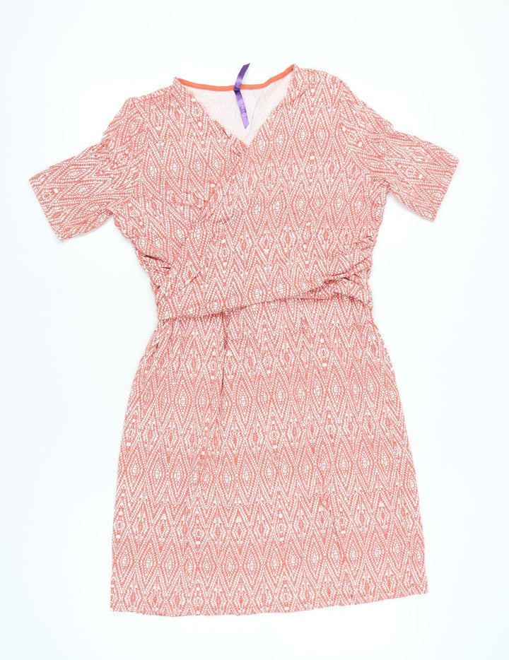 Séraphine Women’s Orange Geometric Wrap Maternity Dress Size 14