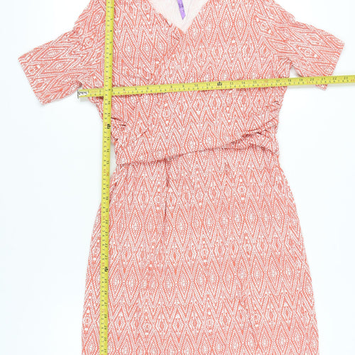 Séraphine Women’s Orange Geometric Wrap Maternity Dress Size 14