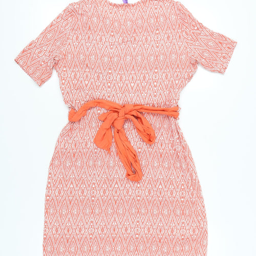 Séraphine Women’s Orange Geometric Wrap Maternity Dress Size 14