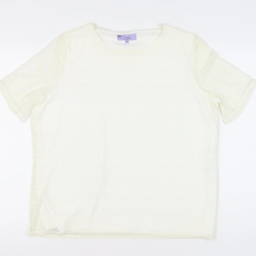 Honor Millburn Women Ivory Size 20 Lace Lined Short Sleeve Top