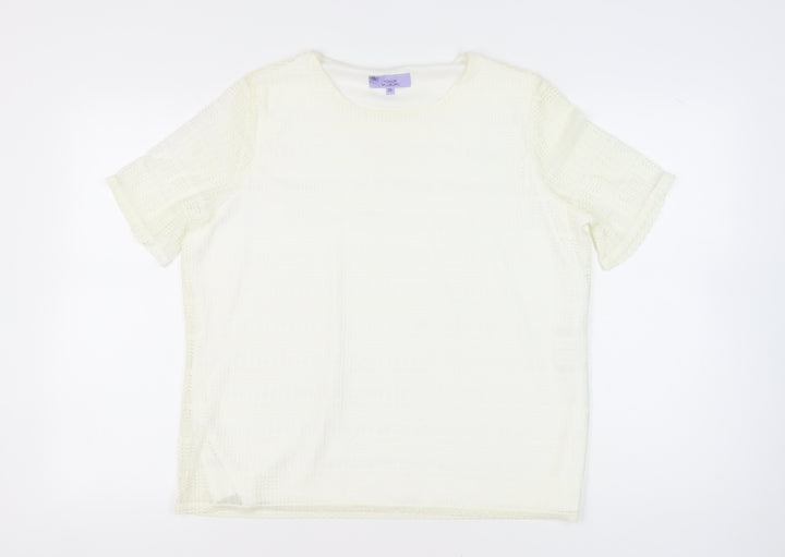 Honor Millburn Women Ivory Size 20 Lace Lined Short Sleeve Top