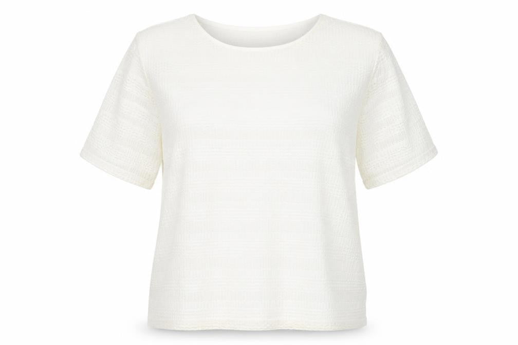 Front view of Honor Millburn Women Ivory, size 20, Lace Lined Short Sleeve Top