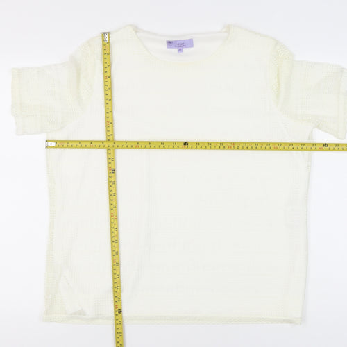 Honor Millburn Women Ivory Size 20 Lace Lined Short Sleeve Top