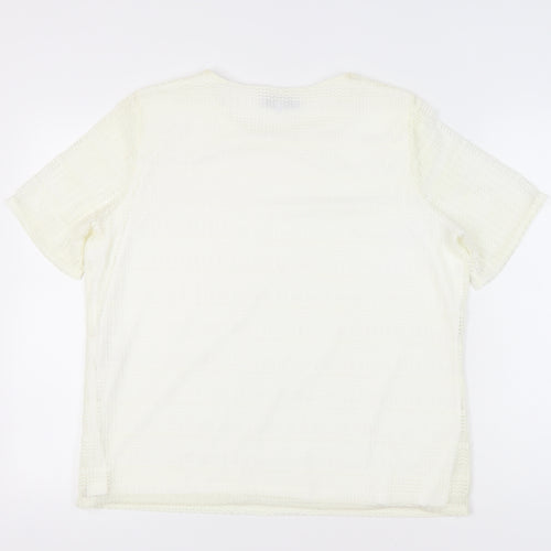 Honor Millburn Women Ivory Size 20 Lace Lined Short Sleeve Top