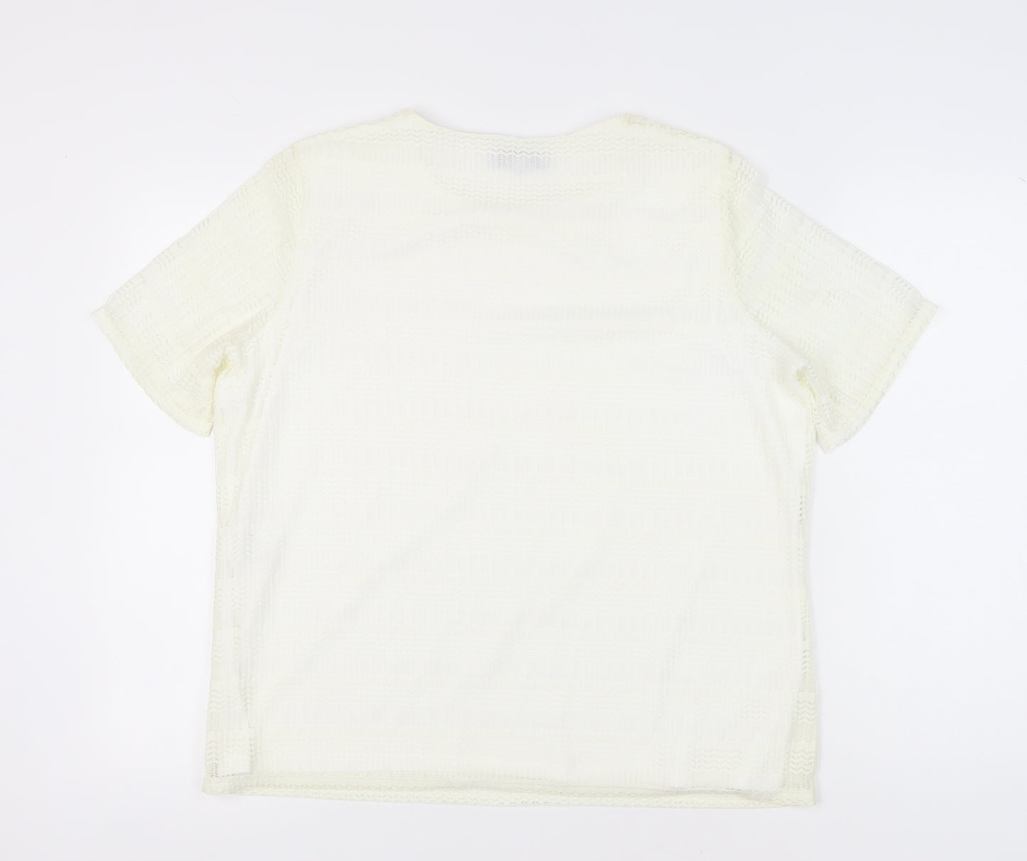 Honor Millburn Women Ivory Size 20 Lace Lined Short Sleeve Top
