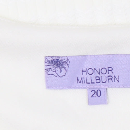Honor Millburn Women Ivory Size 20 Lace Lined Short Sleeve Top