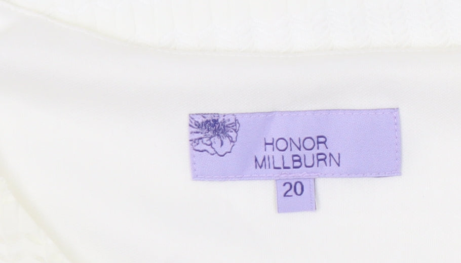 Honor Millburn Women Ivory Size 20 Lace Lined Short Sleeve Top