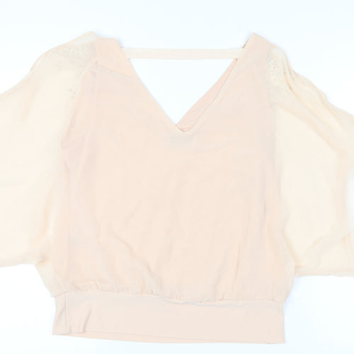 Wallis Women’s Beige Petite Blouse UK 16 Sequin V-Neck Tunic