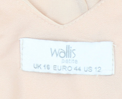 Wallis Women’s Beige Petite Blouse UK 16 Sequin V-Neck Tunic