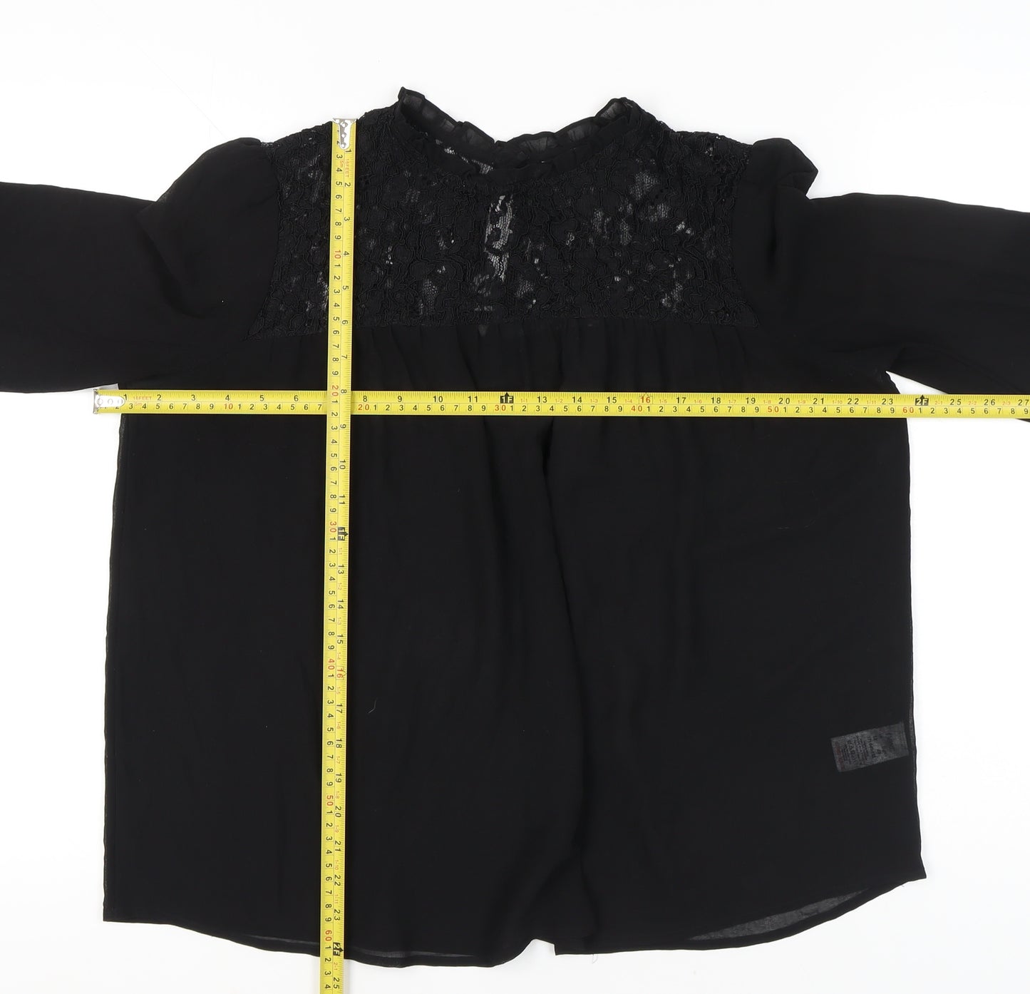 Next Women Black Lace Blouse Size 12 Long Sleeve Tunic Workwear
