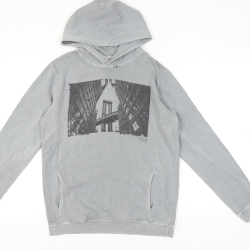 Cotton On Men’s Grey Pullover Hoodie Small Graphic Print City Urban