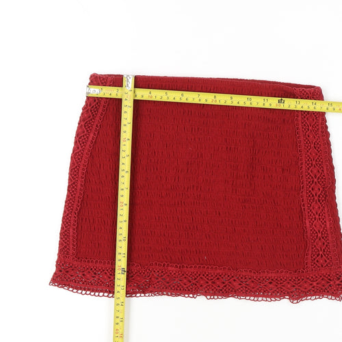 H&M Divided Women’s Red Lace Mini Skirt Size S Stretch