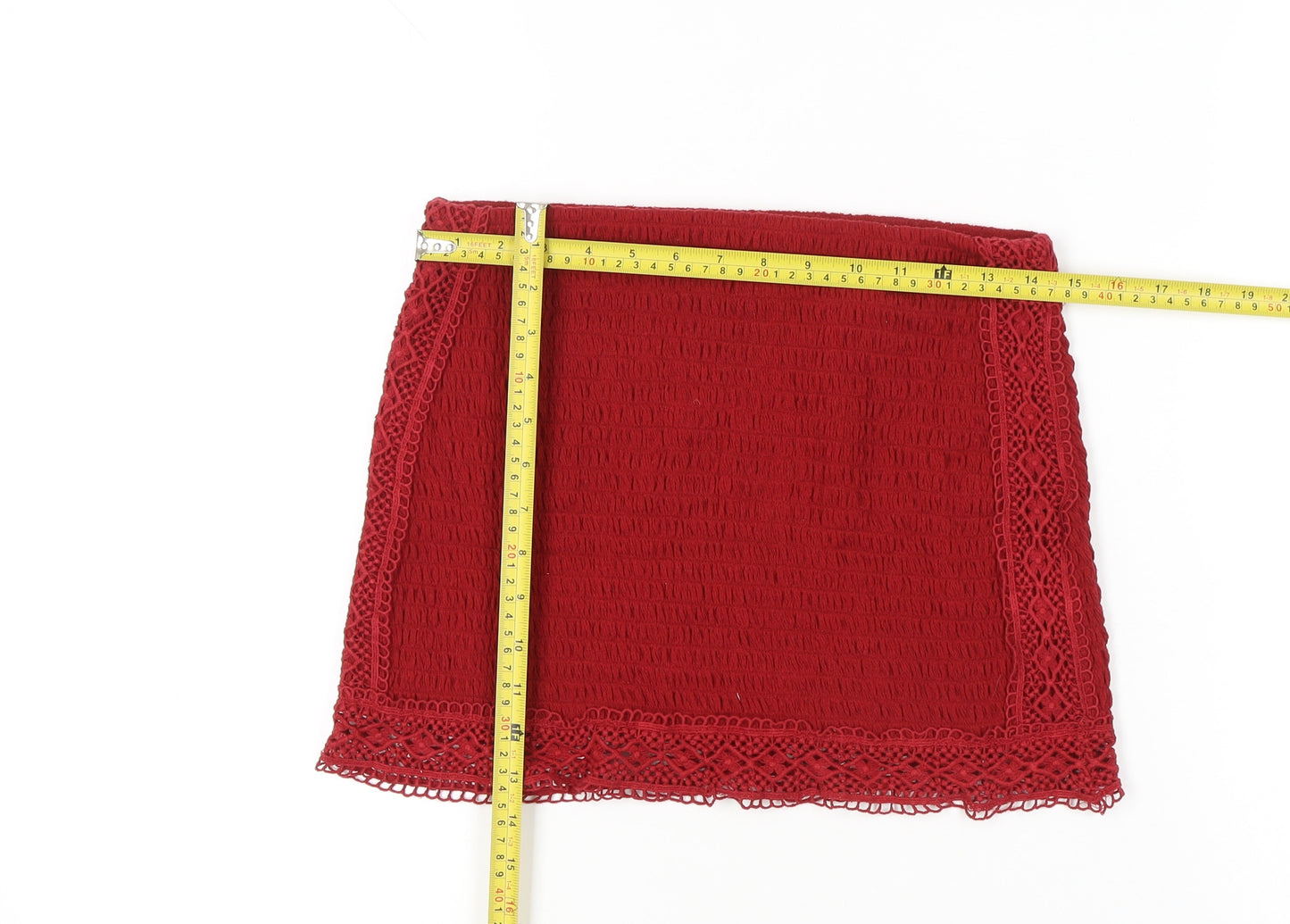 H&M Divided Women’s Red Lace Mini Skirt Size S Stretch