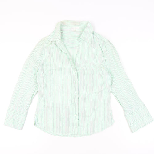 Austin Reed Women’s Green Striped Button-Up Shirt Size 10