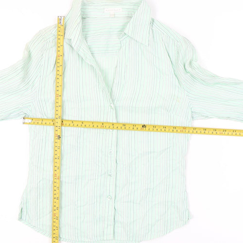 Austin Reed Women’s Green Striped Button-Up Shirt Size 10
