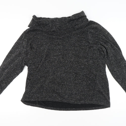 Marks and Spencer Women’s Black Glitter Cowl Neck Long Sleeve Blouse UK 22