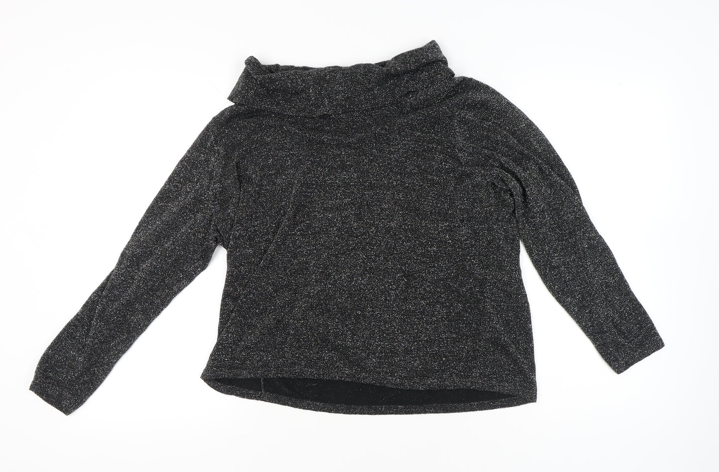Marks and Spencer Women’s Black Glitter Cowl Neck Long Sleeve Blouse UK 22
