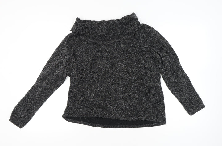 Marks and Spencer Women’s Black Glitter Cowl Neck Long Sleeve Blouse UK 22